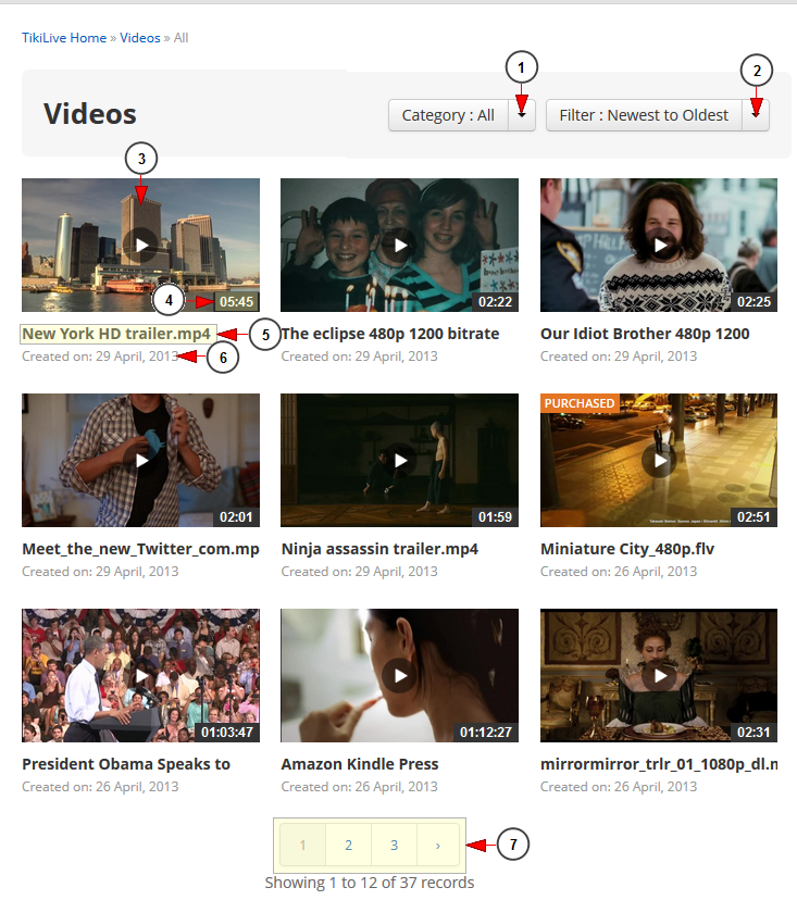 available videos page