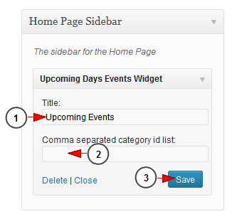 wordpress widget upcoming events