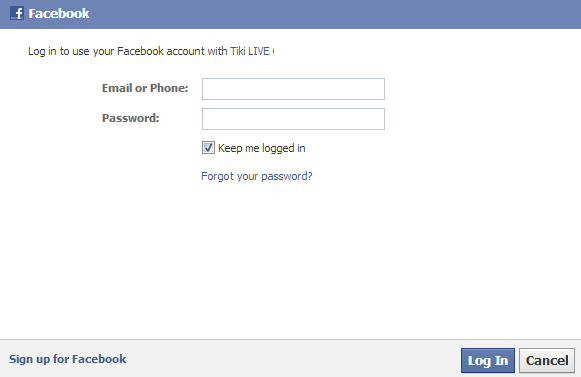 Login using your Facebook account